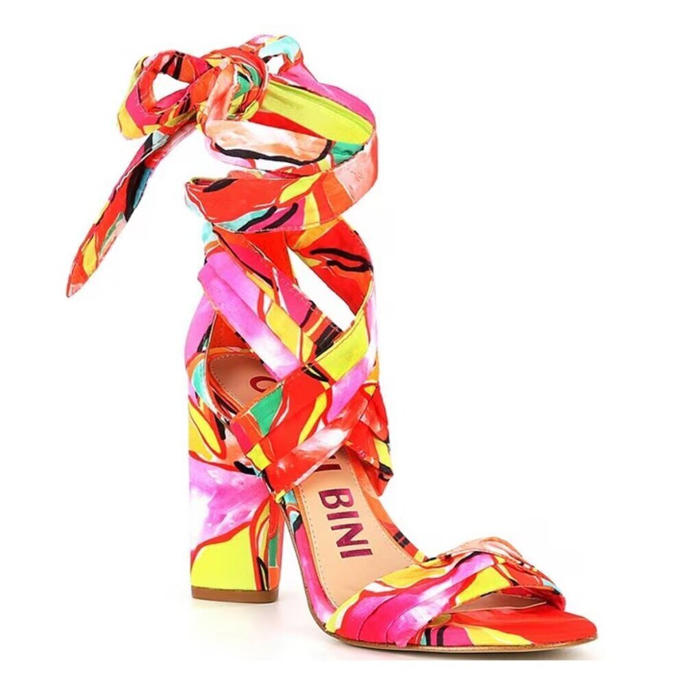 NEW Gianni Bini Astraahh Abstract Print Ankle Wrap Dress Sandals